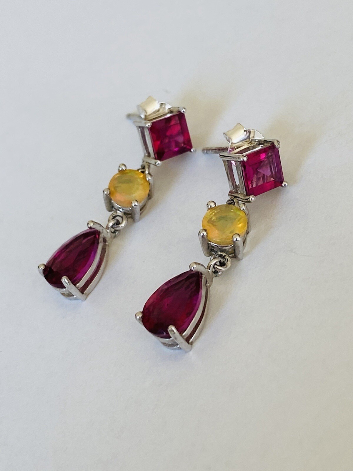 Vintage Designer Sterling Silver Ruby Citrine Tri… - image 3