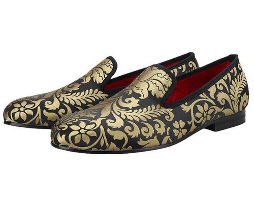 Printing Gold Floral Men's Dress Pumps 
