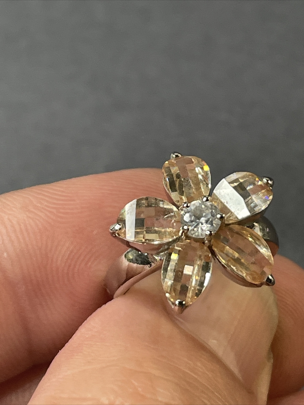 Solid Sterling Silver Blooming Gem Ring Sz. 7.25 … - image 3