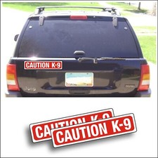 2X Magnet Magnetic Sign CAUTION K-9 K9 dog show dogs pet car truck trailer RED