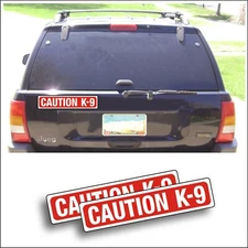 2X Magnet Magnetic Sign CAUTION K-9 K9 dog show dogs pet car truck trailer RED