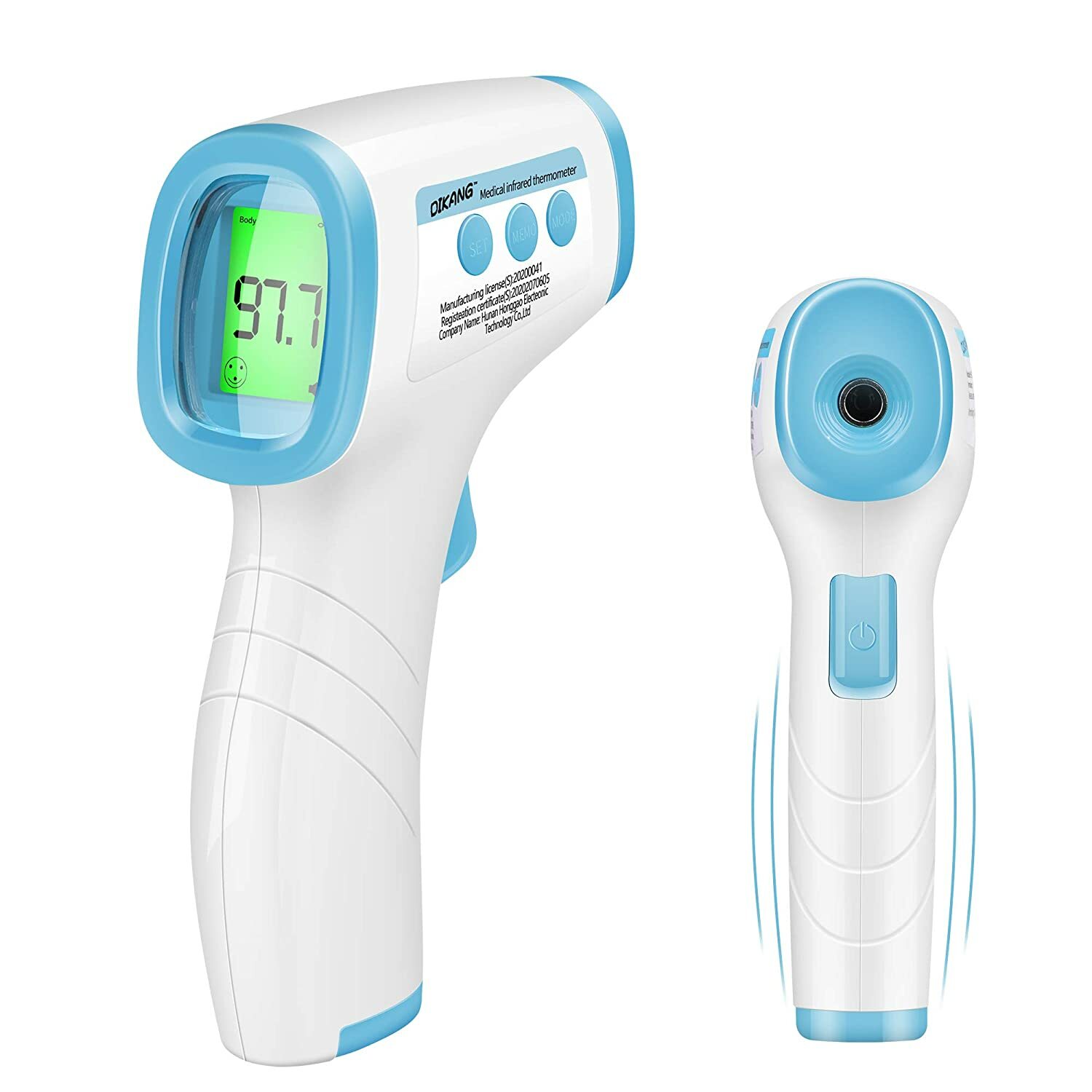 Non-Contact Infrared Forehead Thermometer Reads °F and °C with Fever Alert Funct