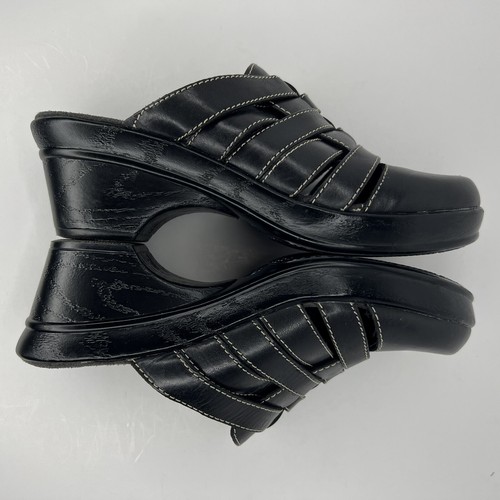 Dr Scholl's Brenna Double Air Pillow Mules Womens Size 8 Black Leather Clogs - Picture 7 of 9