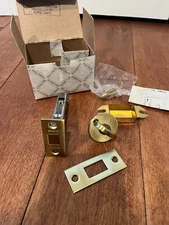Baldwin Mortise Door Bolt kit w thumb turnpiece,Satin Brass, USA made,NOS