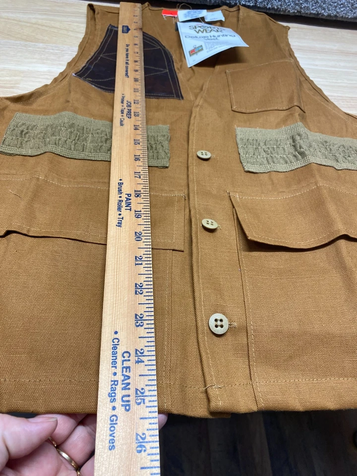 Vintage Hunting Vest K Mart 70s 80s Orange Tan Mens M Duck Pockets Game Bag NWT - Image 4 of 4