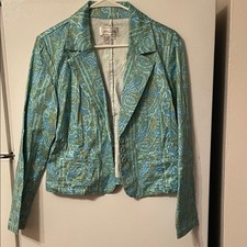 Love A Little Medium Blue and Green Paisley Cotton Blazer