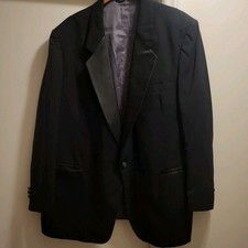Vintage Christian Dior Le Connaisseur Black Tuxedo Jacket 48L Satin Notch Collar