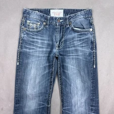 Big Star Jeans Mens 32x34 Blue Pioneer Destroyed Thrashed Denim Pants Washed Out