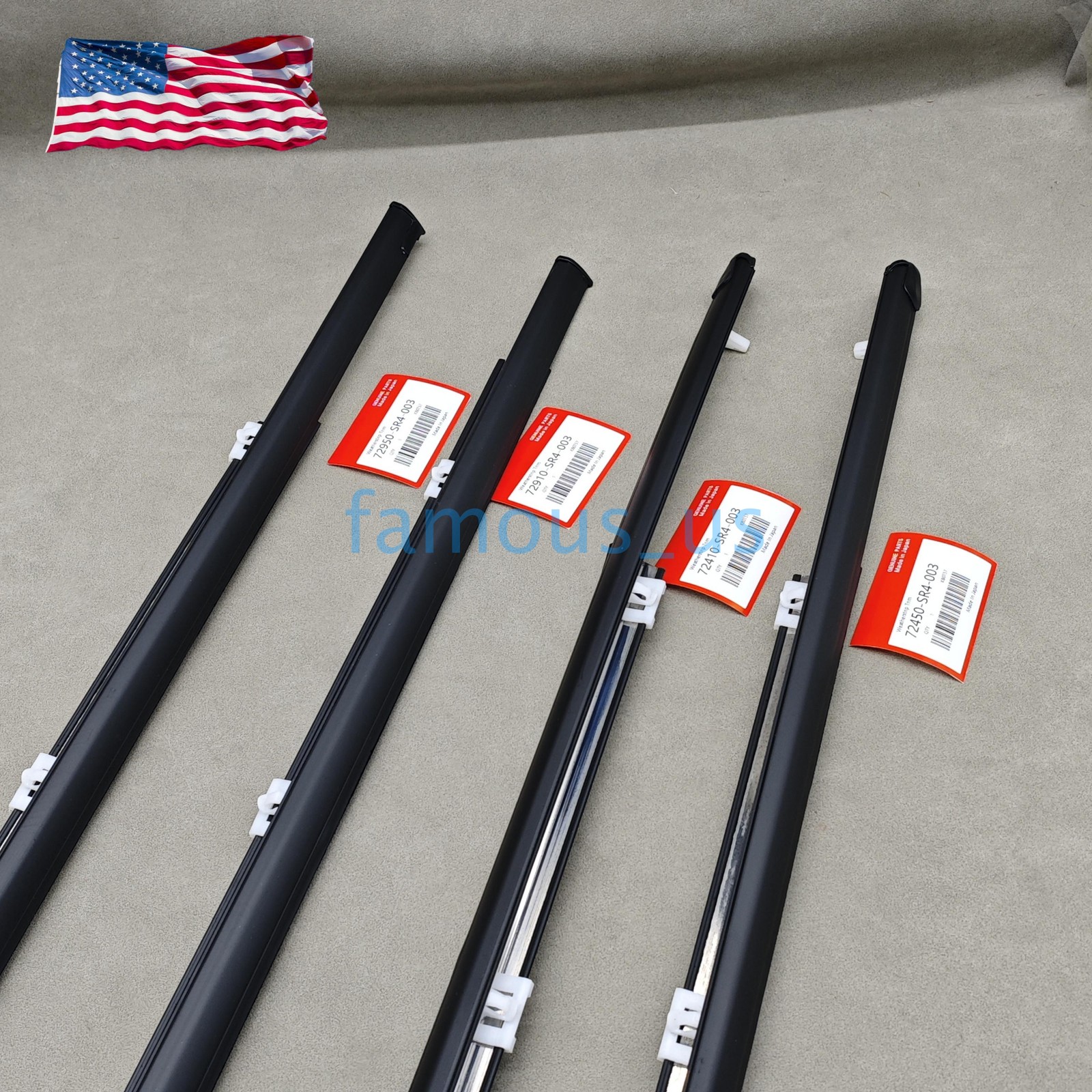 New Outer Weatherstrip Door Belt Rubber Set For Honda Civic 4D Sedan 1992-1995