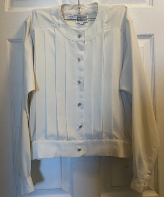 Vtg.  Anne Klein For New Aspects White Ivory Blouse Size 8 Long Sleeve Button Up