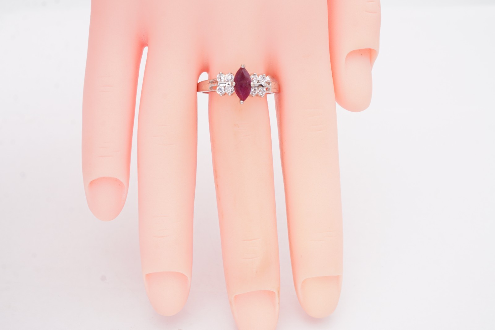 Sterling Silver 925 Ruby CZ Ring Size 7 - image 10