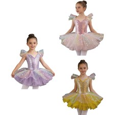 Girls Dancewear Skirt Leotard Leotards Sparkly Pastel Tutu Dress Recital Party