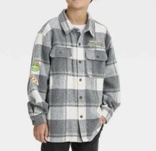 Nickelodeon Teenage Mutant Ninja Turtles Gray Plaid Shirt Jacket Boys M Sz 8