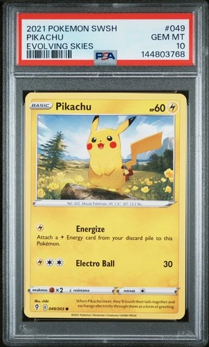 2021 POKEMON SWORD & SHIELD EVOLVING SKIES #049 PIKACHU PSA 10