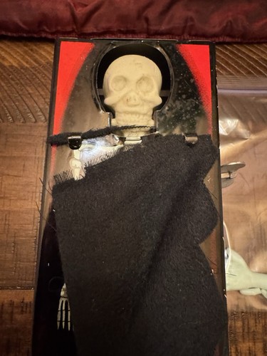 Vintage wind-up Yone Skeleton Coffin Bank Works Japan Coin Bank Mechanical  - Picture 2 of 9