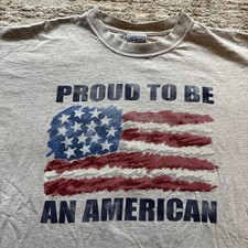 Vintage Proud To Be An American USA Made Patriotic Tee Men’s XL Allsport Flag US