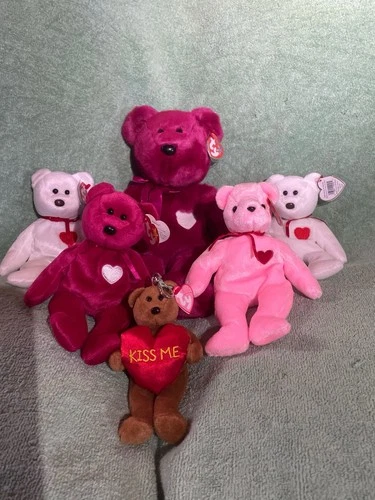 Vintage Ty Beanie Baby Valentine Lot - Valentino, Romantic & More - 6pc Set
