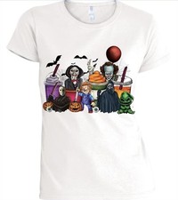 Camiseta para mujer de películas de terror de Halloween blanca o negra o gris pequeña - 3X-grande