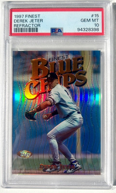 Derek Jeter 1997 Topps Finest #15 Blue Chips Refractor - PSA 10