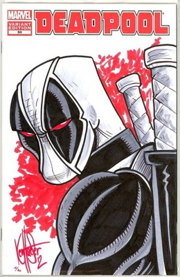 DEADPOOL #50 DYNAMIC FORCES SIGNED HAESER REMARKED SKETCH DF COA #2 MARVEL MOVIE