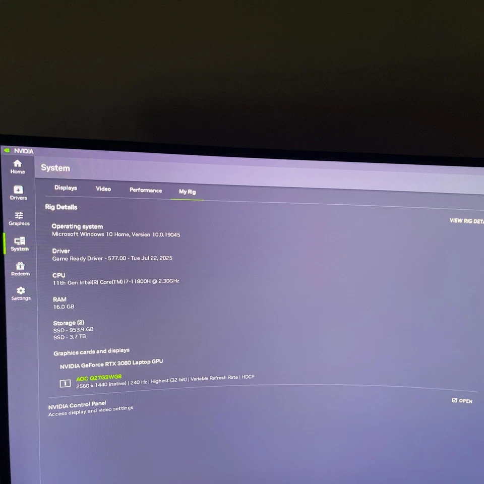 MSI GP66  |5TB SSD |RTX3080 VRAM8GB| 16GB RAM|  Intel i7-11th Gen W/ Monitor - Image 3 of 4