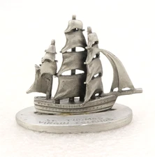 Vintage Spoontiques 1981 Miniature Pewter Figurine Pirate Ship Virgin Islands