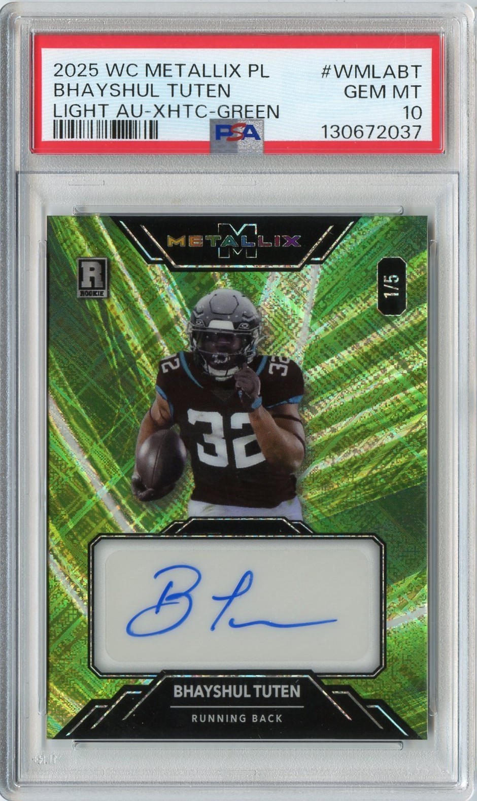 Bhayshul Tuten Wild Card Metallix Pro-Look Hobby Light Autographs #WMLABT Cross Hatch Foil-Green