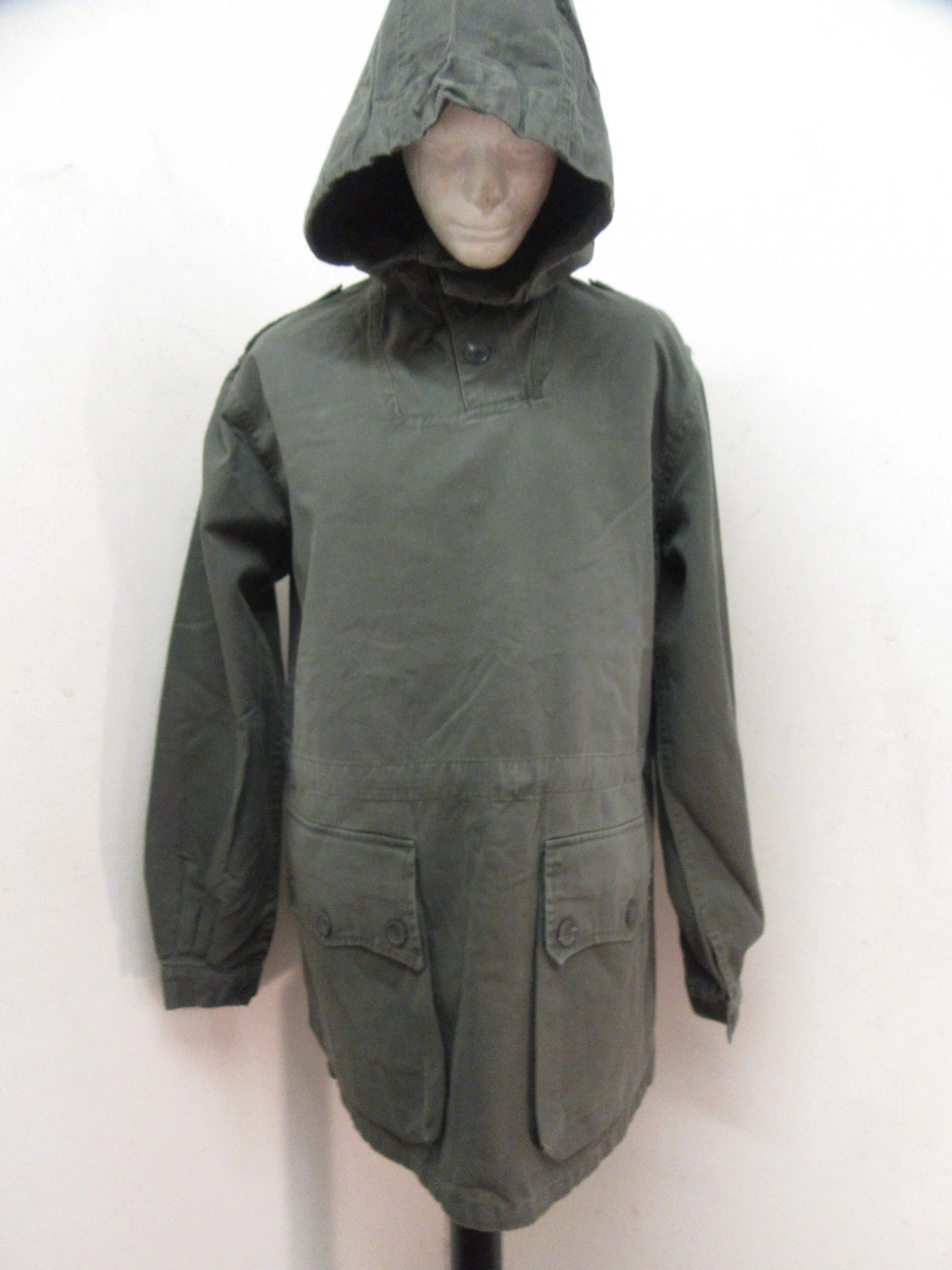 VINTAGE WW2 SWEDISH ARMY GUNNERS SMOCK JACKET SIZE M, 24" PIT - PIT, 100% COTTON