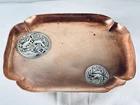 Antique Gorham Copper Tray Sterling Silver Bird Medallions B74