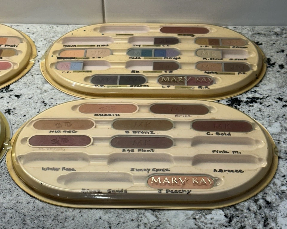 Bandejas de exhibición vintage Mary Kay Glamour sombra recarga con maquillaje lote de 4 *LEER* Foto 4 de 4