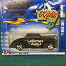 2002 Hot Wheels Mainline, '40 Ford Coupe, Flat Black, Collector 204.