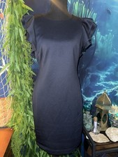 Tommy Hilfiger Navy Ruffle Sleeve Sheath Dress Zip Short Women's Size 10