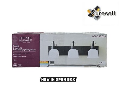 Home Decorators Rockhill 22.07in 3-Light Black LED Vanity Light Dimmable 51779