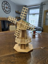 Hand Crafted Wooden Model Of A Windmill. Height 35cm Approx