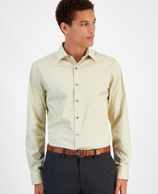 alfani dress shirt Men's No Iron Formal Solid - Black fit for a comfortable yet refined silhouette Men's Alfani Dress Shirt Brown