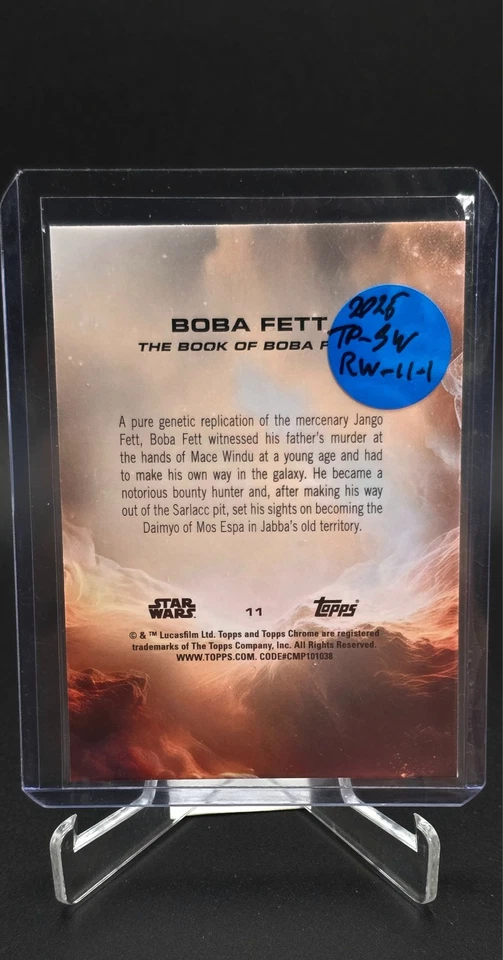 BOBA FETT RAYWAVE REFRACTOR 2025 TOPPS CHROME STAR WARS #11 - Image 3 of 3