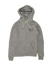 JACK WILLS Womens Zip Hoodie Sweater UK 6 XS Grey Flecked Polyester AM80