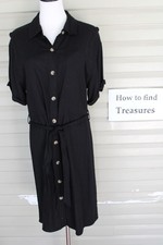 ZQ 26) SIZE S H & M BLACK SHIRT SLEEVE TSHIRT KNEE LENGTH SHIRT DRESS