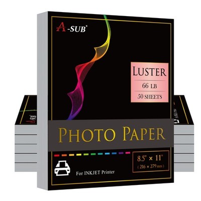 300PK A-SUB Premium Luster Photo Paper 8.5X11 66lb 250g for All Inkjet Printers