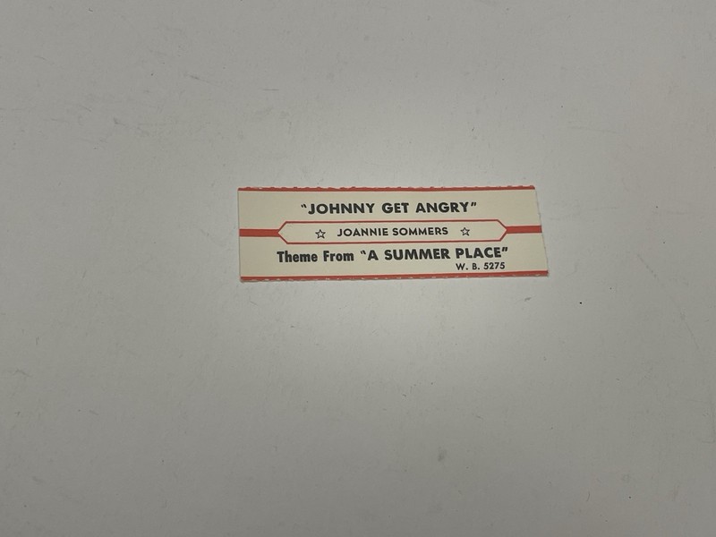 Jukebox Title Strip Joannie Sommers Johnny Get Angry Summer Place Warner 5275
