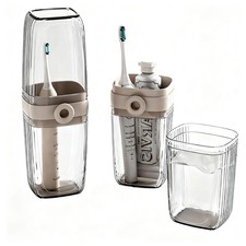 Toothbrush Travel Case, 2 in 1 Portable Travel Toothbrush Holder with Mouthwa...