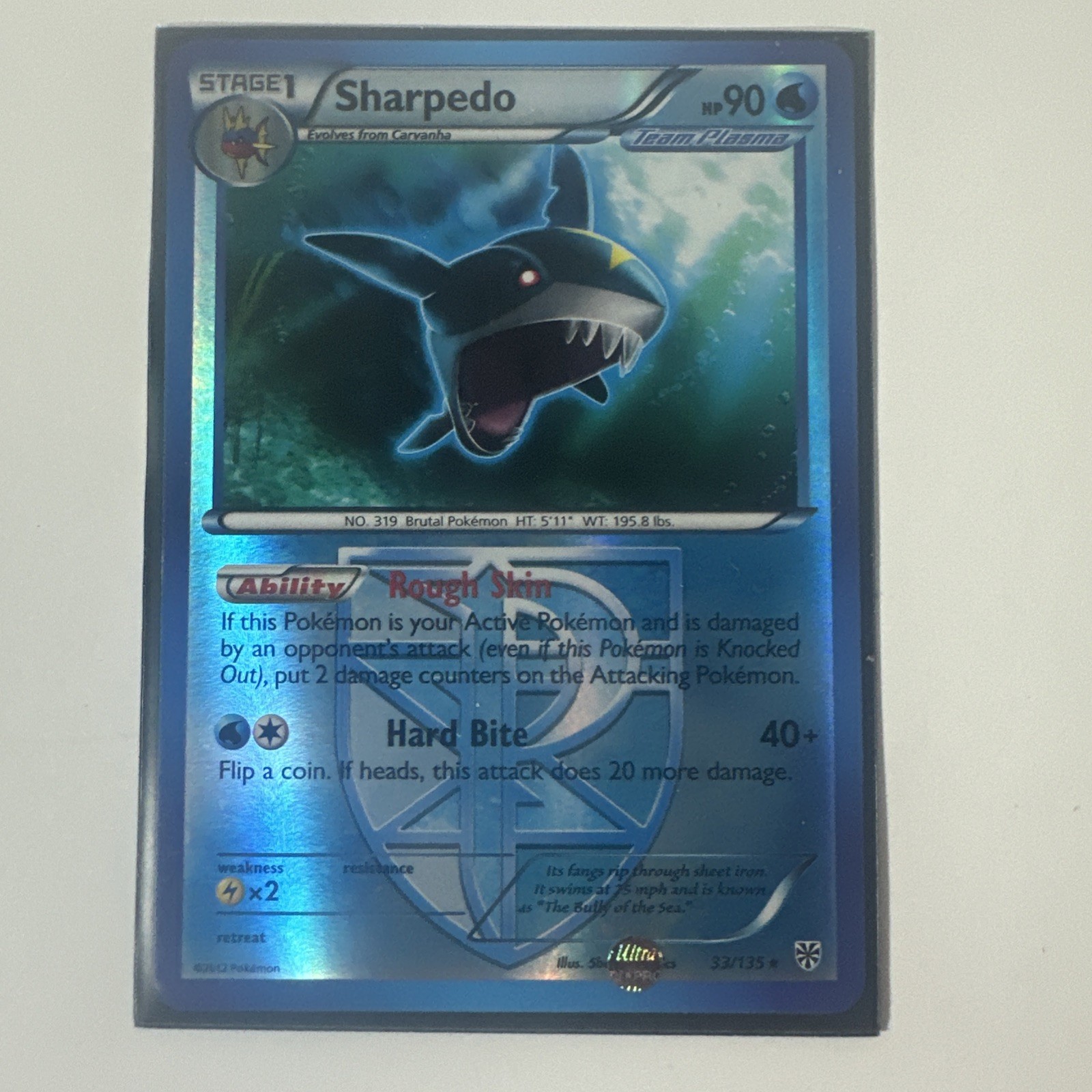 Pokémon TCG Sharpedo 33/135 Reverse Holo Plasma Storm