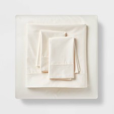 Threshold 500TC Cotton Blend Sateen 4PC Sheet Set Year-Round Comfort Ivory