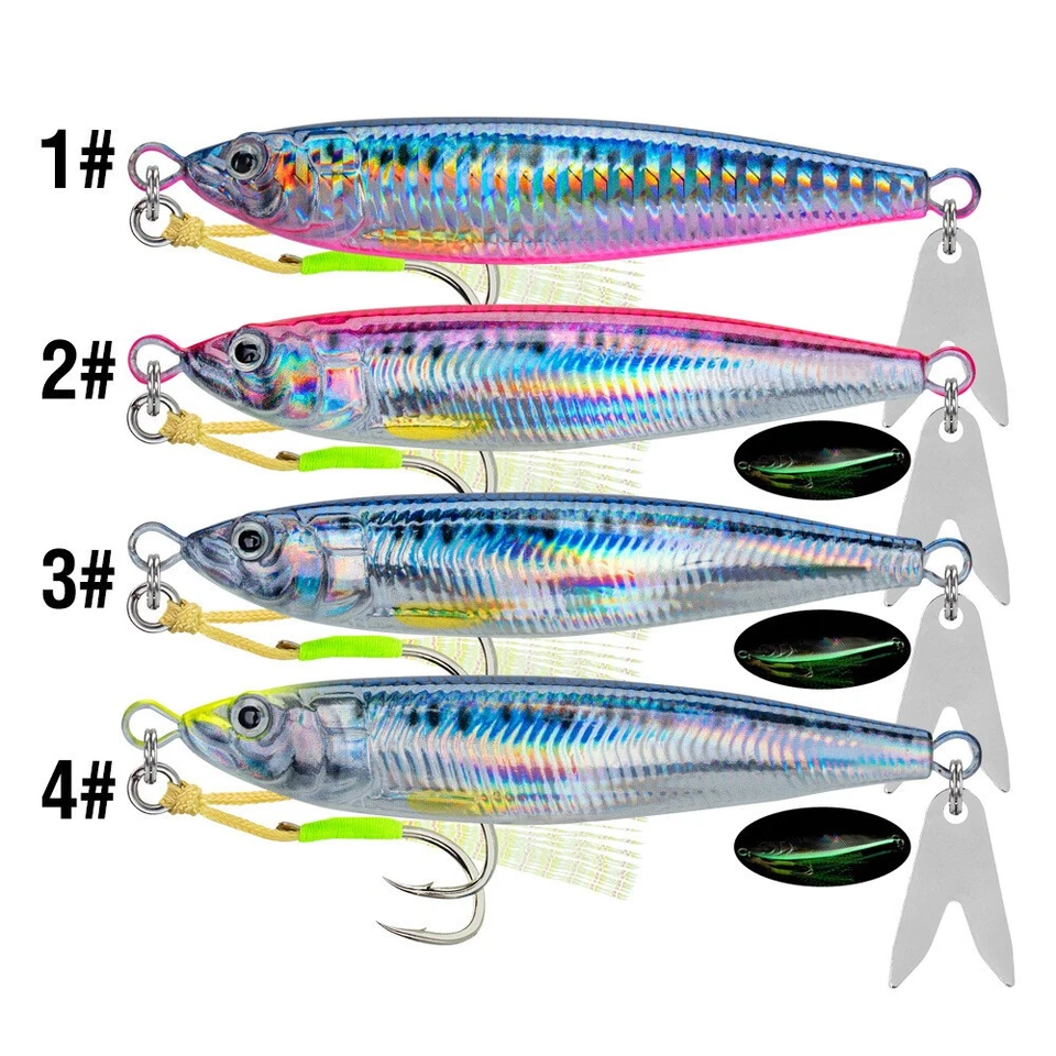 4 Stück Metall Jig Angelköder Casting Trolling Spoon Köder Salzwasserangeln - Bild 4 von 4