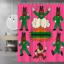 Colorful Cartoon Shower Curtain with Fun Characters and Explosion Design