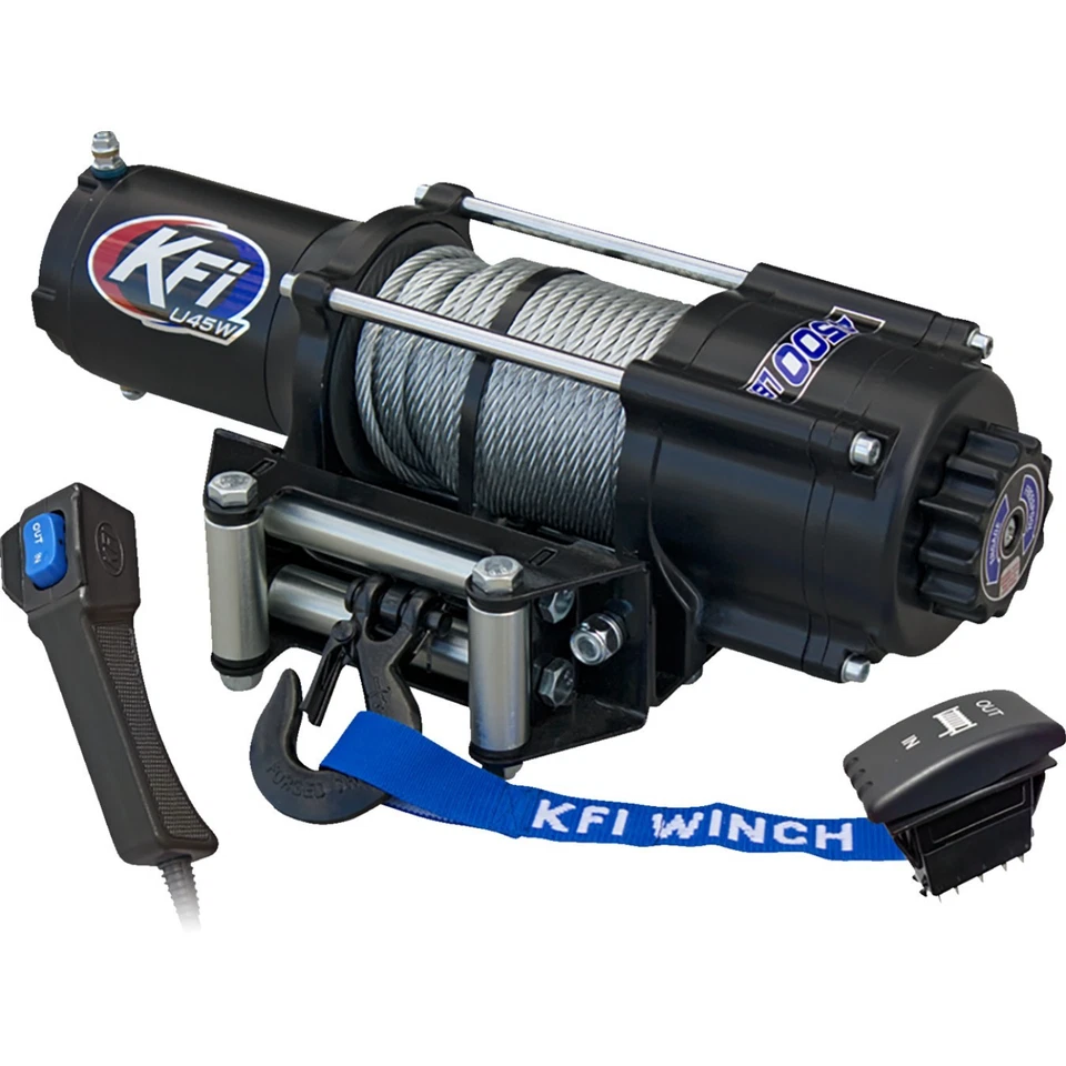 Kit de montaje y cabrestante ancho de acero KFI U45W-R2 4500 lb se adapta a varios Polaris Ranger Foto 4 de 4