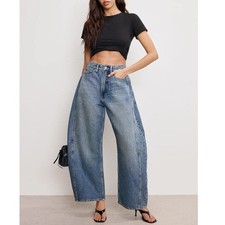 NWT Good American Good Extreme Barrel Jeans High Rise Wide Loose Indigo Sz 8 29