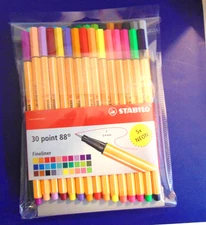 Stabilo 30 Point 88 Fineliner Markers Pens 0.4 mm 5x neon 8830-1