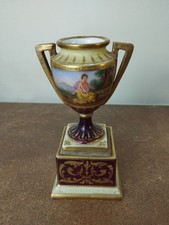 Antique Royal Vienna, Bolted Vase With Diana The Huntresses, 13.5cm Tall