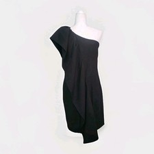 NWT Calvin Klein 8 One Shoulder Ruffle Mini Dress Black